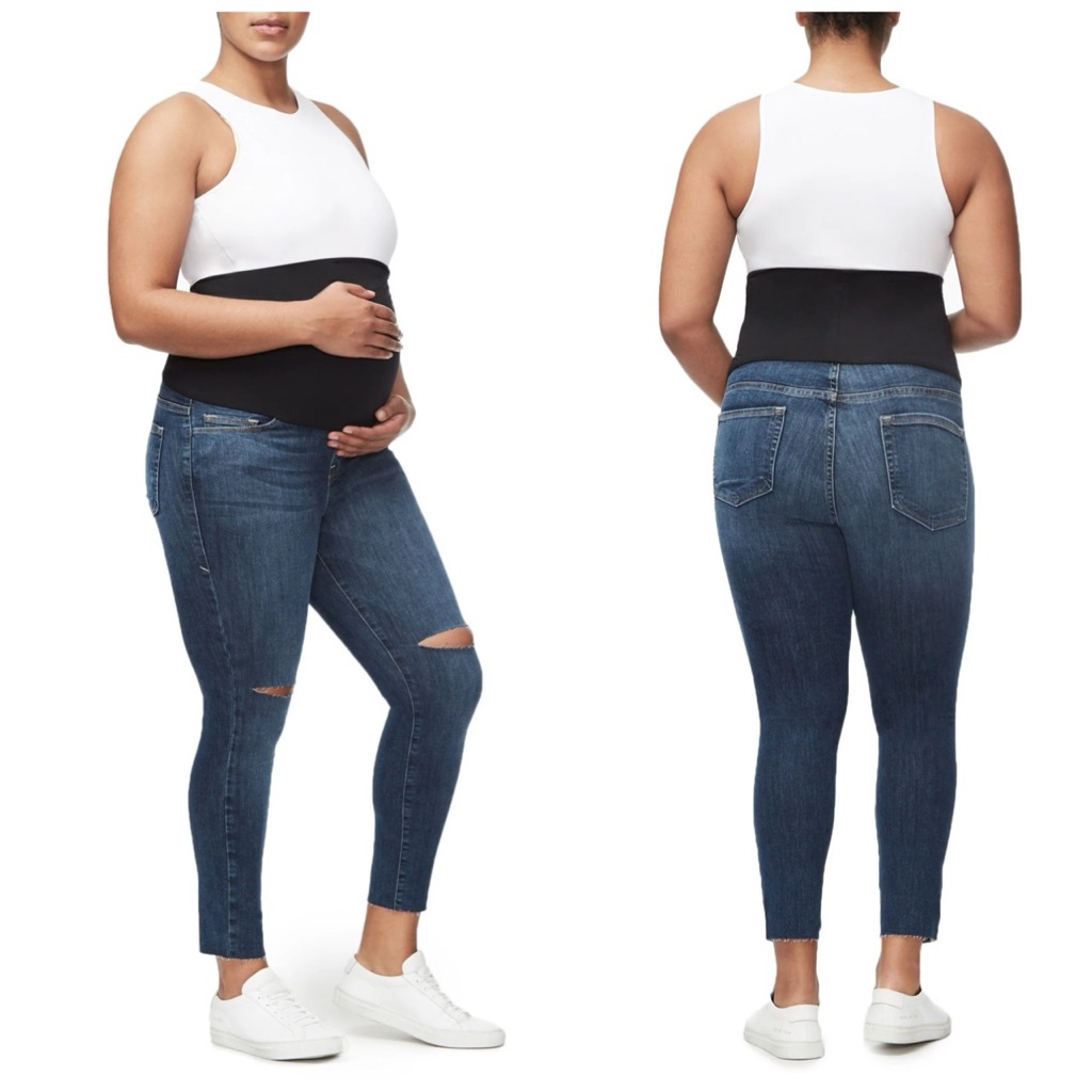 Good American The Home Stretch Crop Maternity Jeans In Blue306 - 6/28